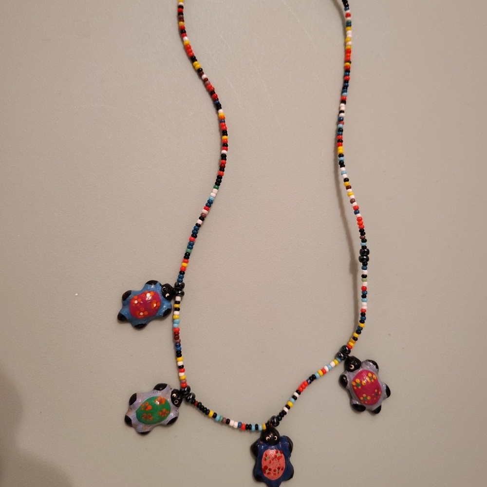 Ceramic And Seed Bead Necklace